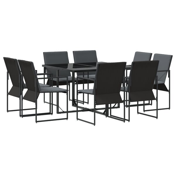 Ensemble de salle à manger de jardin de 10 pièces avec coussins en acier et textilène