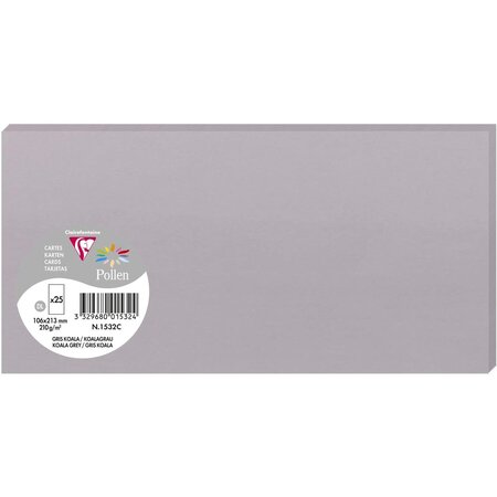 Pack de 25 carte simple 210g 106x213 gris koala clairefontaine