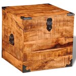 vidaXL Coffre de rangement cubique Bois massif de manguier