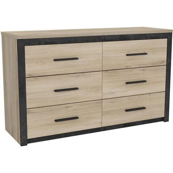 Commode 6 tiroirs Colorado chêne Kornberg 129 x Hauteur 77 x 42 cm