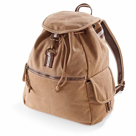 Sac à dos toile - look usé style vintage - beige sahara - QD612 - mixte homme / femme