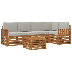 vidaXL Ensemble de canapé d'angle 6 Pièces Gris Naturel et Clair