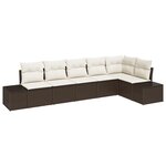 vidaXL Set de Canapé de Jardin 6 Pièces avec Coussins Marron Rotin PE