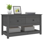 vidaXL Table basse Gris 102x49x55 cm Bois massif de pin
