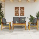 vidaXL Salon de jardin 4 Pièces avec coussins Bois d'acacia solide
