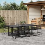 vidaXL Ensemble à manger de jardin 9 Pièces Noir Résine tressée