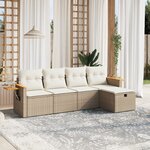 vidaXL Salon de jardin avec coussins 5 Pièces beige résine tressée