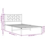 vidaXL Cadre de lit métal avec tête de lit blanc 107x203 cm