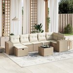 vidaXL Salon de jardin avec coussins 8 Pièces beige résine tressée
