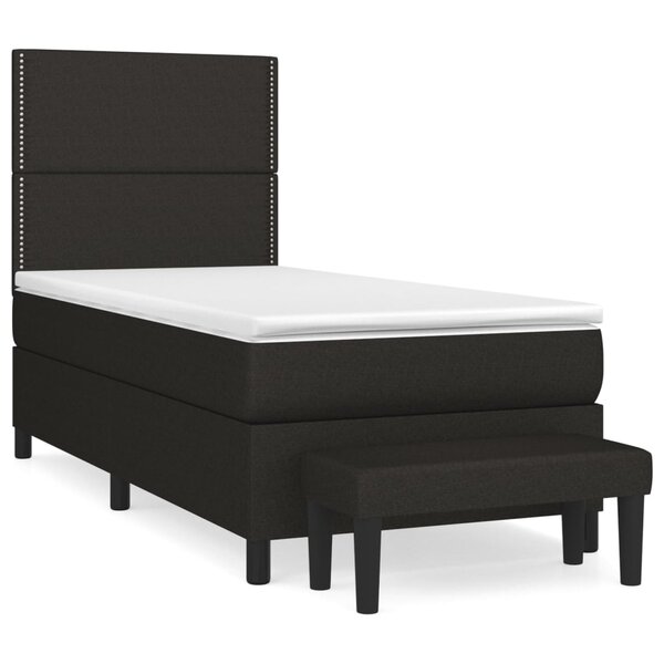 vidaXL Sommier à lattes de lit avec matelas Noir 90x190 cm Tissu