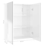 vidaXL Armoire à miroir de salle de bain 60x15x75cm MDF Blanc brillant