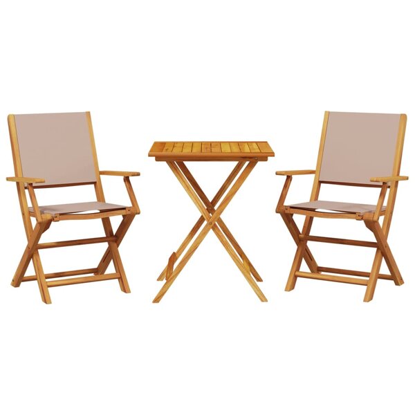 vidaXL Ensemble de bistro 3 Pièces taupe tissu et bois massif