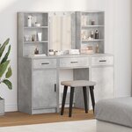 Ensemble de coiffeuse de 3 pièces en béton gris en bois reconstitué
