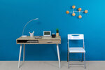 Patère murale Design, 6 patères - Blanc bois/métal