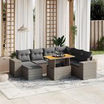 vidaXL Salon de jardin 8 Pièces avec coussins gris résine tressée