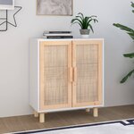 vidaXL Buffet Blanc 60x30x70 cm Bois de pin massif et rotin naturel