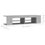 vidaXL Meuble TV avec lumières LED gris béton 135x39x30 cm