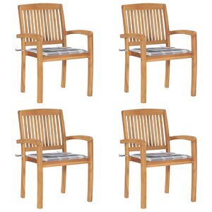 vidaXL Chaises de jardin empilables avec coussins lot de 4 Teck solide