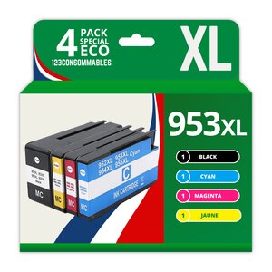 123CONSOMMABLES - 953XL - Pack de 4 Cartouches d'encre compatibles avec HP Officejet Pro 8715 8710 HP Officejet Pro 7720 7740 8730 8720 8725 8210