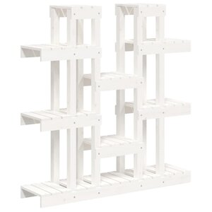 vidaXL Support à plantes Blanc 104 5x25x109 5 cm Bois massif de pin
