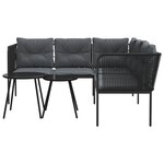 vidaXL Ensemble de canapés de jardin et coussins noir acier textilène