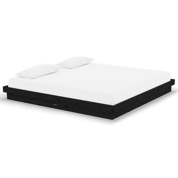 vidaXL Cadre de lit Noir Bois massif 200x200 cm