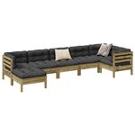 vidaXL Salon de jardin 7 Pièces avec coussins bois de pin imprégné