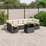vidaXL Salon de jardin 8 Pièces avec coussins noir résine tressée