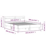 vidaXL Cadre de lit avec tête de lit et LED chêne fumé 140x200 cm