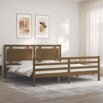 vidaXL Cadre de lit avec tête de lit marron miel 200x200cm bois massif