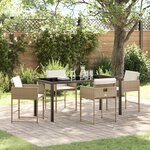 vidaXL Ensemble repas jardin 5 pièces avec coussins beige en poly rattan