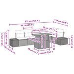 vidaXL Ensemble salle à manger jardin 7 pièces avec coussins noir poly rattan acacia