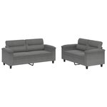 vidaXL Ensemble de canapés 2 Pièces coussins gris foncé tissu microfibre