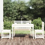 vidaXL Ensemble à manger de jardin 4 Pièces blanc bois massif de pin
