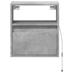vidaXL Tables de chevet murales avec lumières LED 2 Pièces gris béton
