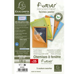 Paquet De 25 Chemises À Fenêtre Forever 130g/m2 - Coloris Pastel Assortis - 22x31cm - Couleurs Assorties - X 16 - Exacompta