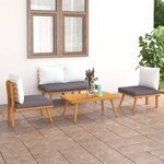 vidaXL Salon de jardin 4 Pièces avec coussins Bois d'acacia solide