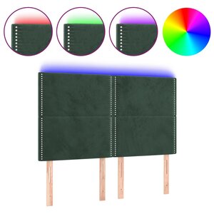vidaXL Tête de lit à LED Vert foncé 144x5x118/128 cm Velours