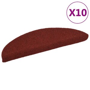 vidaXL Tapis autoadhésifs de marches 10 Pièces Rouge 56x17x3cm Aiguilleté