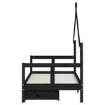 vidaXL Cadre de lit pour enfant tiroirs noir 80x160 cm bois pin massif