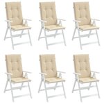 vidaXL Coussins de chaise de jardin dossier haut lot de 6 beige tissu