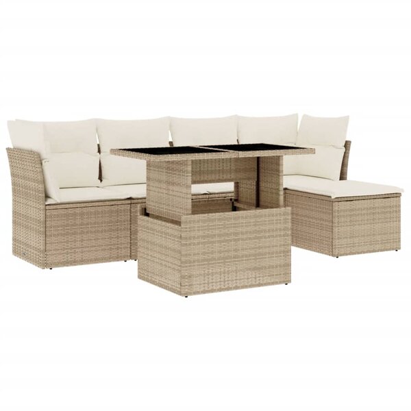 vidaXL Salon de jardin avec coussins 6 Pièces beige résine tressée