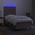 vidaXL Sommier à lattes de lit et matelas et LED Taupe 80x200 cm Tissu