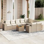 vidaXL Salon de jardin avec coussins 10 Pièces beige résine tressée