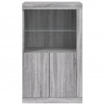 vidaXL Armoire latérale et lumières LED sonoma gris bois d'ingénierie