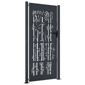 vidaXL Portail de jardin anthracite 105x205 cm acier design de bambou