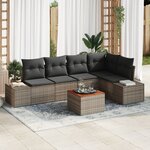 vidaXL Ensemble de 6 Canapés de Jardin avec Coussins Gris Poly Rotin Acacia