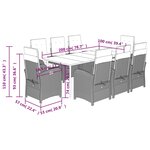 vidaXL Ensemble à manger de jardin et coussins 9 Pièces beige Poly rotin