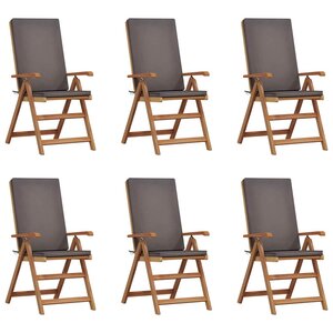 vidaXL Chaise de jardin 6 Pièces Marron 57 x 71.5 x 104cm Teck massif