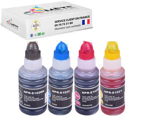 4 recharges 102 compatibles pour imprimantes epson ecotank - 1 noir + 1 cyan + 1 magenta + 1 jaune